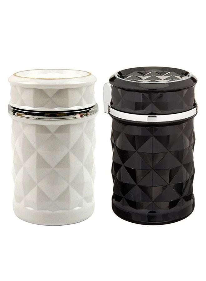 White Car Ashtray With LED Light Rhinestone Smokeless Smoke Cup Holder Storage Auto Accessories - Image 4